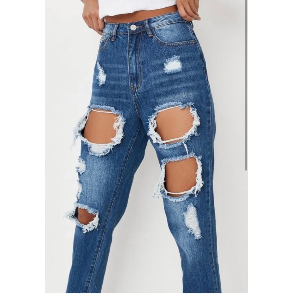 Missguided high waisted blue denim mom jeans